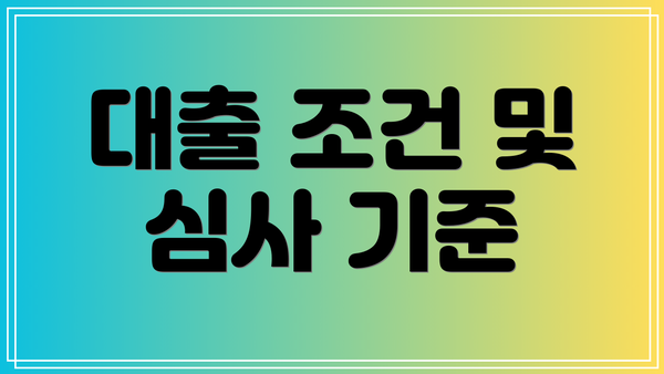 대출 조건 및 심사 기준