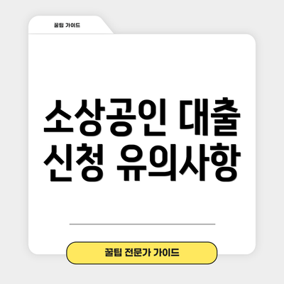 소상공인 대출 신청 유의사항