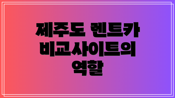 제주도 렌트카 비교사이트의 역할