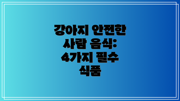 강아지 안전한 사람 음식: 4가지 필수 식품