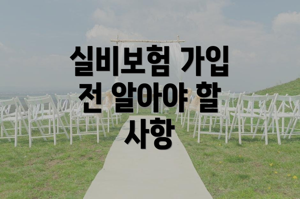 실비보험 가입 전 알아야 할 사항