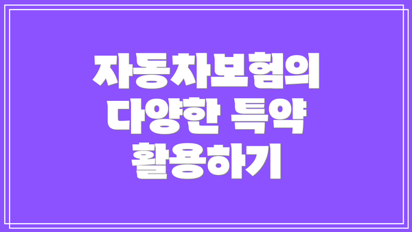 자동차보험의 다양한 특약 활용하기