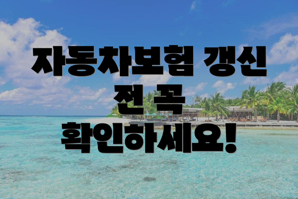자동차보험 갱신 전 꼭 확인하세요!