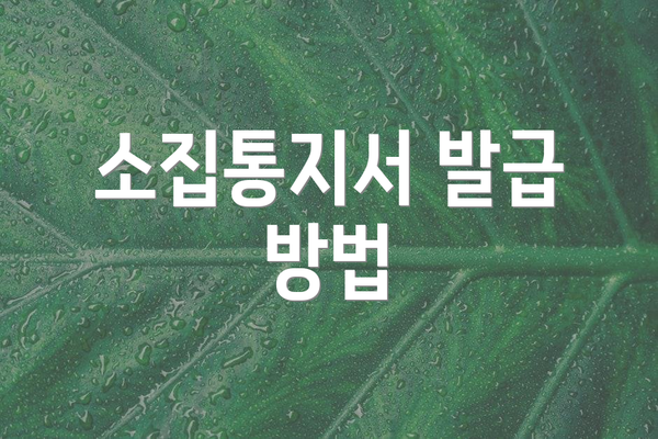 소집통지서 발급 방법