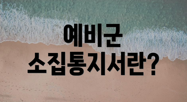 예비군 소집통지서란?